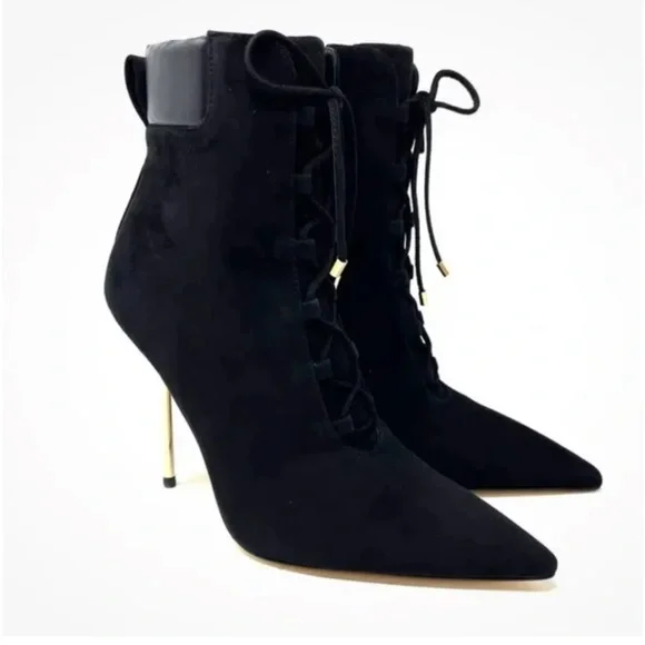 GOOD AMERICAN NWOB SCANDAL LACE UP HEEL BOOTIE - Picture 2 of 13